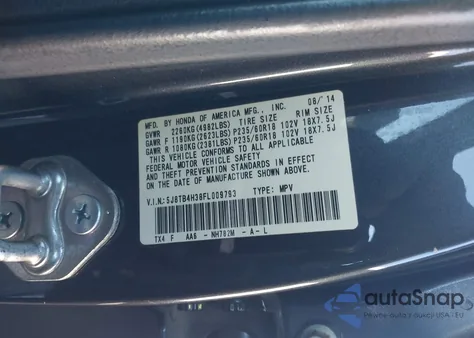 2015 Acura Rdx from USA, damaged, VIN 5J8TB4H38FL009793
